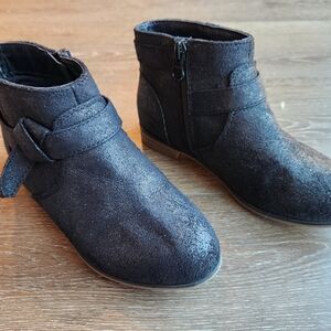 Cat & Jack Kids Black Glitter Ankle Boots Size 13
